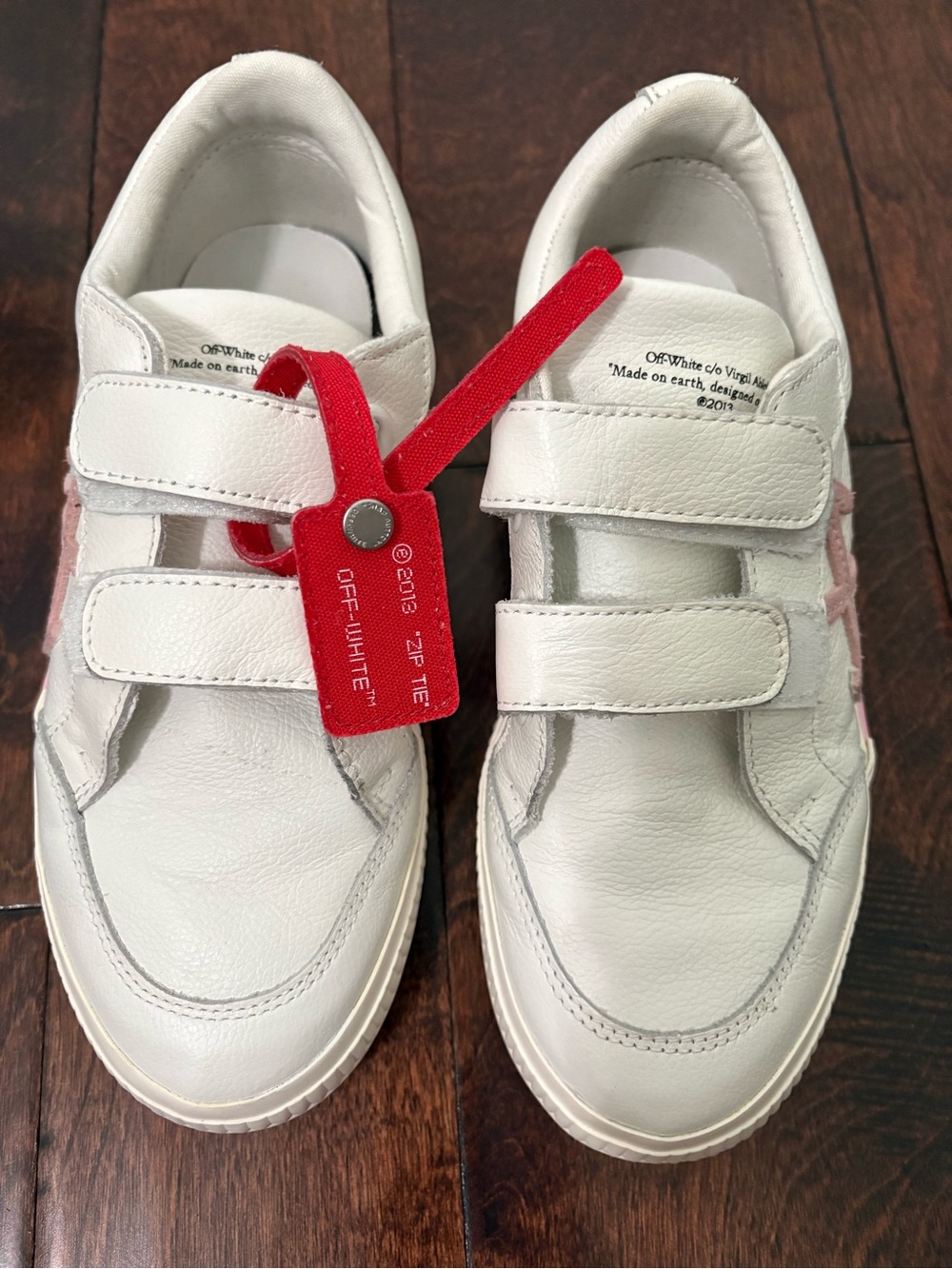 Off-White Kids EU 36 White Pink Leather Arrow Sneakers Virgil Abloh New US 4
